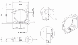 one inch square drop in isolator outline drawing